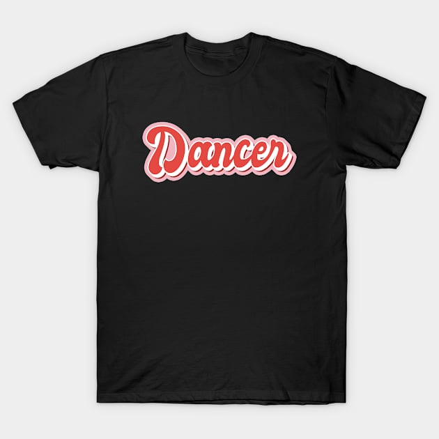 Dancer Aesthetic Pink Red Retro 80s 90s Pin up Groovy T-Shirt by RetroDesign